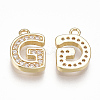 Brass Cubic Zirconia Charms KK-S348-330G-2
