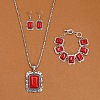 Rectangle Alloy with Synthetic Turquoise Pendant Necklaces & Dangle Earrings & Link Bracelets Sets WGD1135-12-1