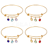 4Pcs 2 Styles 304 Stainless Steel Charm Bangles for Women BJEW-UN00031-1