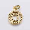Long-Lasting Plated & Rack Plating Brass Micro Pave Cubic Zirconia Letter Charms ZIRC-A007-04D-G-2