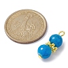 Baking Paint Glass Round Beaded Pendant PALLOY-JF02270-02-3