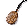 Adjustable Natural Mixed Gemstone Teardrop with Spiral Pendant Necklace with Nylon Cord for Women NJEW-L171-04-4