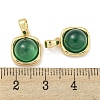 Dyed Natural Green Agate & Brass Square Charms KK-Q820-32G-3