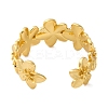 Rack Plating Brass Flower Open Cuff Rings for Women RJEW-S242-01G-A-3