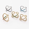 Brass Micro Pave Cubic Zirconia Cuff Rings RJEW-C101-13G-1