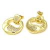 Double Corn Brass Dangle Stud Earrings with Cubic Zirconia EJEW-G373-02G-2