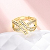 Brass Micro Pave Cubic Zirconia Cuff Rings for Women RJEW-U053-03G-2