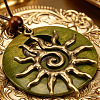 Wood Ring Brass Sun Pendant Adjustable Waxed Cord Necklaces WG3036C-01-5