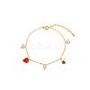 Brass Micro Pave Cubic Zirconia Strawberry Charm Bracelets for Women WH-WG7C0FD-01-5