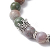 Natural Indian Agate Beaded Stretch Bracelets for Women Men BJEW-JB12690-3