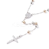 Religious Prayer Two Tone Alloy Beaded Lariat Necklace LS-BJEW-O140-05-2