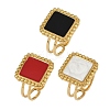 Square 304 Stainless Steel Enamel Finger Rings for Women RJEW-G355-06G-2
