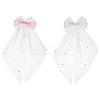 GOMAKERER 2Pcs 2 Colors Bowknot Long Mesh Tulle Bridal Veils with Hair Barrettes & Imitation Pearl OHAR-GO0001-10-1