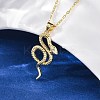 Brass Snake Pendant Cable Chain Necklaces for Women NJEW-S438-01A-G-3