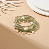 5Pcs 5 Style Natural Green Aventurine & Brass Beaded Stretch Bracelets Set BJEW-JB08870-03-2