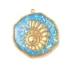 304 Stainless Steel Epoxy Resin with Natural Shell and Sequins Inside Pendants STAS-L026-17G-I03-1