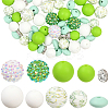 64Pcs Round & Rondelle Food Grade Eco-Friendly Silicone Beads SIL-SP0001-19B-1