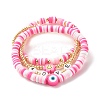 Handmade Polymer Clay Heishi Beads Stretch Bracelets Set BJEW-JB07406-03-1