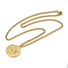 Brass Clear Cubic Zirconia Curb Chain Constellation Pendant Medal Necklaces for Women LS-NJEW-U010-01G-03-2