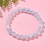 Natural Aquamarine Round Bead Stretch Bracelets for Men Women BJEW-U034-01C-02-2