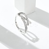 Letter X Shaped Clear Cubic Zirconia Cuff Rings RJEW-G337-09P-1