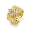 Brass Micro Pave Clear Cubic Zirconia Cuff Rings for Women RJEW-H248-08G-01-4
