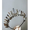 Hollow Moon Metal with Raw Natural Quartz Wrapped Hair Hair Bands PW-WG18A78-01-1