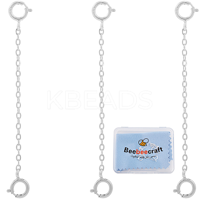 3Pcs Sterling Silver Chain Extender STER-BBC0006-76S-1
