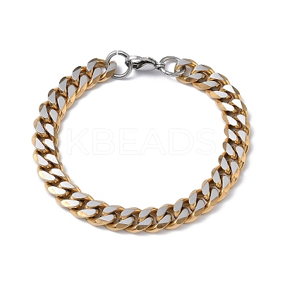 201/304 Stainless Steel Cuban Link Chains Bracelets for Unisex BJEW-F522-04G-1
