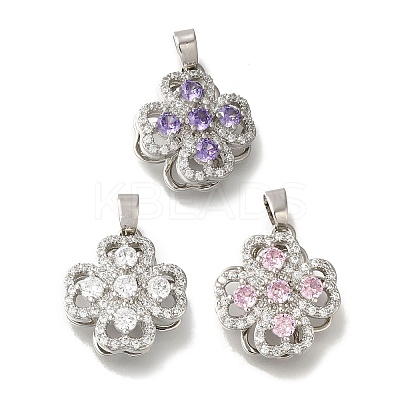 Rack Plating Brass Micro Pave Cubic Zirconia Pendant KK-H485-40P-1
