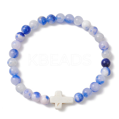 Natural Dyed Persian Jade Gemstone Beads Stretch Bracelets for Women BJEW-JB13267-1