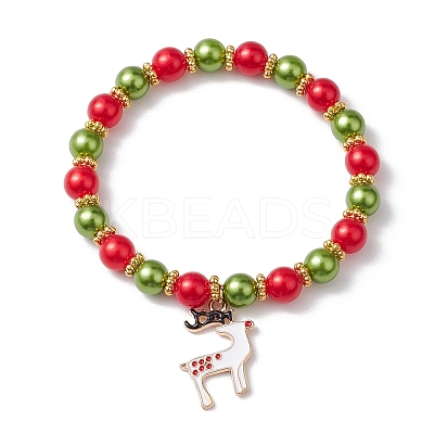ABS Plastic Imitation Pearl  Stretch Bracelets BJEW-JB10941-1