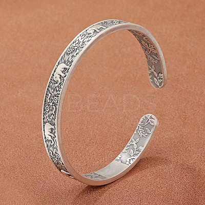 Thailand Elephant Pattern Alloy Cuff Bangles for Men Women FS-WG2CEA0-01-1