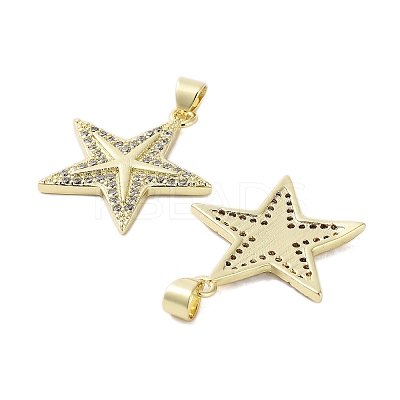 Rack Plating Star Brass Micro Pave Cubic Zirconia Pendants KK-E102-11G-1
