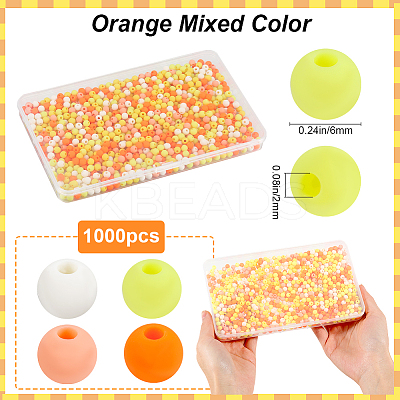 1000Pcs Frosted Opaque Acrylic Beads OACR-SP0001-32A-1