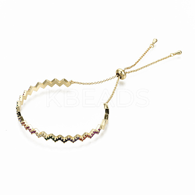 Brass Micro Pave Cubic Zirconia Slider Bracelets BJEW-S142-030-NF-1