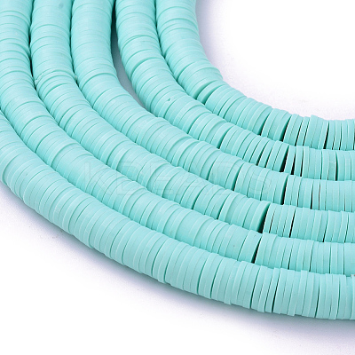 Flat Round Handmade Polymer Clay Beads CLAY-R067-8.0mm-20-1