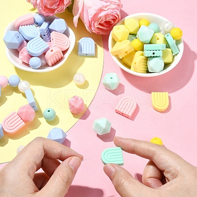 35Pcs 7 Styles Food Grade Eco-Friendly Silicone Beads SIL-YW0001-25-1