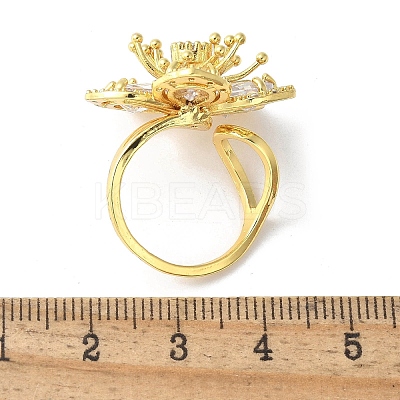Brass Pave Clear Cubic Zirconia Cuff Rings for Women LS-RJEW-S621-01G-1