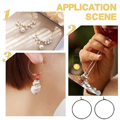 60Pcs 316L Surgical Stainless Steel Hoop Earring Findings STAS-DC0010-95-1