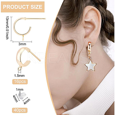 16Pcs Brass Stud Earring Findings KK-BC0008-50-1