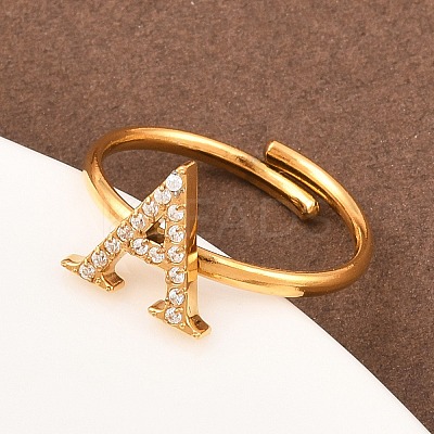 304 Stainless Steel Micro Pave Cubic Zirconia Cuff Open Rings RJEW-D336-01G-10-1