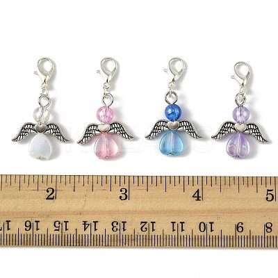 32Pcs 4 Colors Angel Transparent Acrylic with Alloy Pendant Decorations HJEW-FS00040-01-1