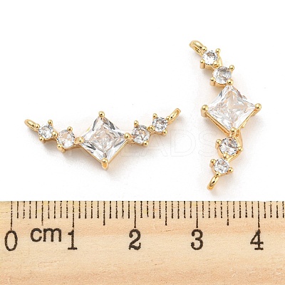 Brass Pave Clear Cubic Zirconia Pendants X-KK-Q789-09G-1