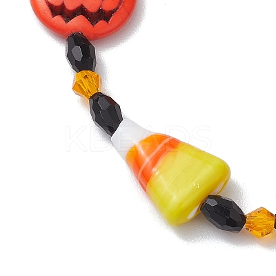 Halloween Dyed Synthetic Turquoise & Glass Beaded Stretch Bracelets BJEW-JB10602-1