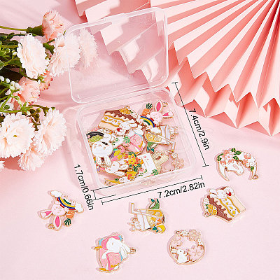 20Pcs 10 Style Rack Plating Alloy Enamel Pendants ENAM-SC0003-25-1
