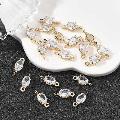 SHEGRACE Brass Pave Cubic Zirconia Oval Connector Charms XGRQ2O331-437A-G-1