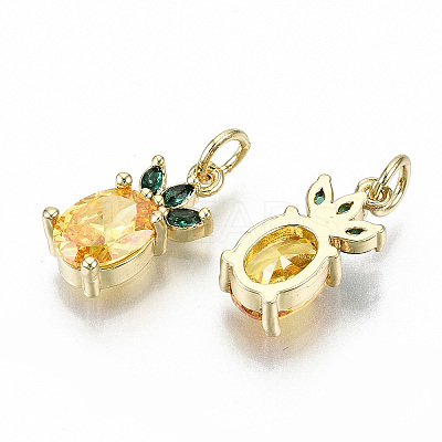 Brass Micro Pave Gold Cubic Zirconia Charms X-ZIRC-S067-155-NF-1