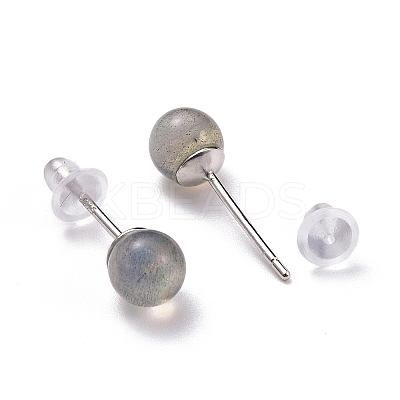 Crackle Round Moonstone Dainty Stud Earrings for Girl Women LS-EJEW-M202-04B-1