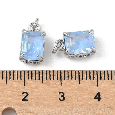 Brass Micro Pave Cubic Zirconia Charms with Glass Crystal KK-Q039-02P-1